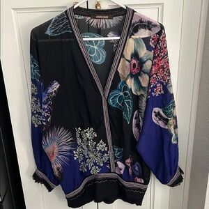 Roberto Cavalli Black and Blue Floral Blazer